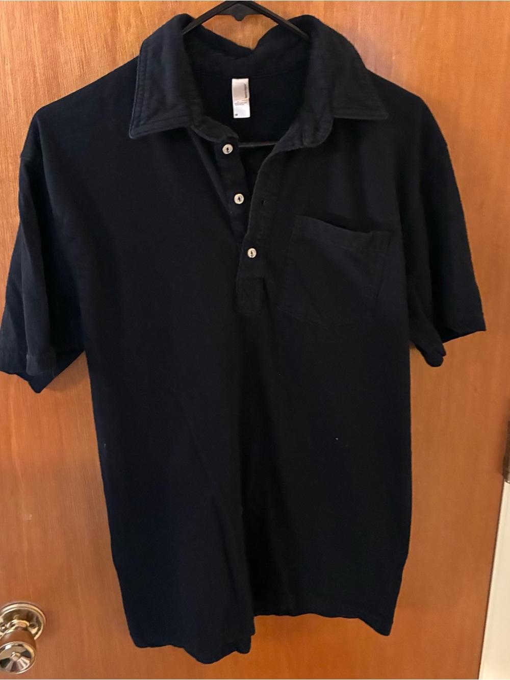 American Apparel Black Short-Sleeve Polo with Chest Pocket